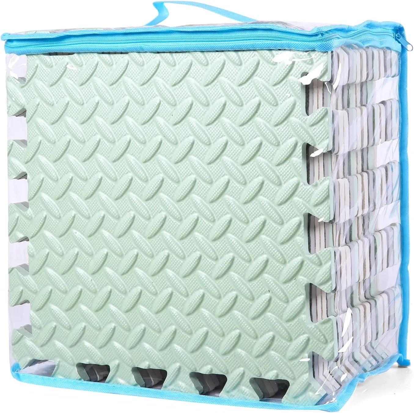 Foam Floor Mats for Kids, 12 x 12 Inch 16 Tiles 0.4" Thickness Foam Play Mat, Non-Toxic Square Interlocking Floor Mats Rubber Baby Play Mat for Toddlers(White/Gray/Bean Green)