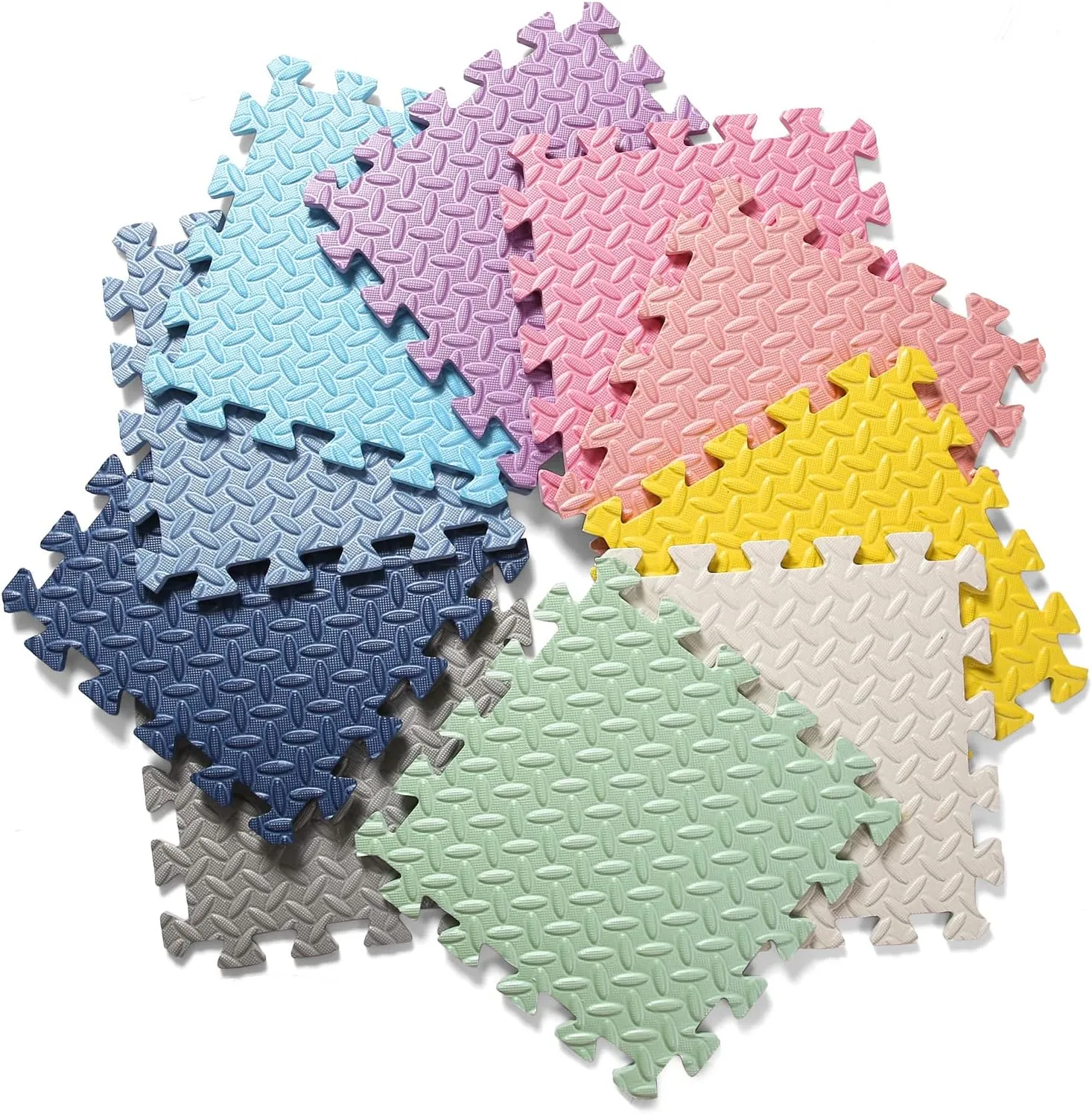 Foam Floor Mats for Kids, 12 x 12 Inch 16 Tiles 0.4" Thickness Foam Play Mat, Non-Toxic Square Interlocking Floor Mats Rubber Baby Play Mat for Toddlers(White/Gray/Bean Green)