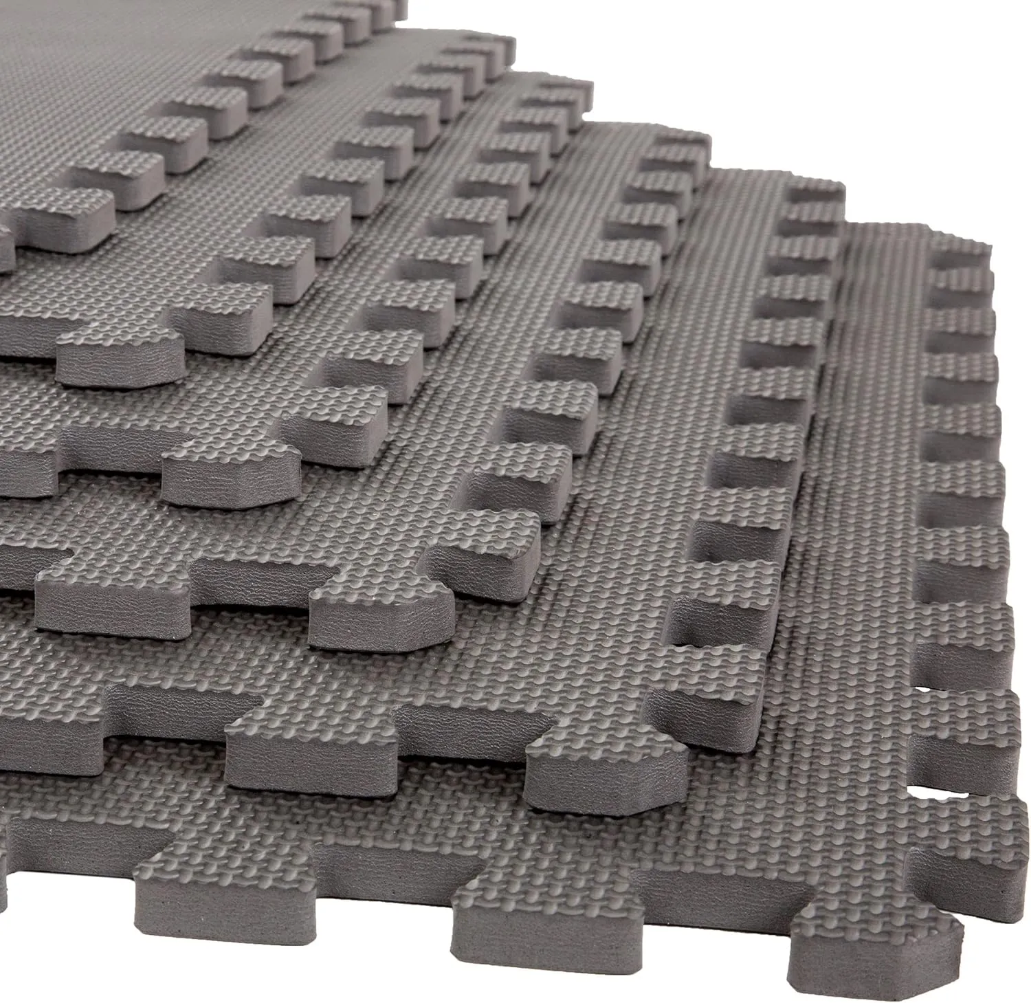 Foam Flooring Tiles 12-Pack Interlocking EVA Foam Pieces Non-Toxic Floor Padding for Playroom, Gym, or Basement by Stalwart (Gray)