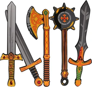 Foam Swords Weapons Toy for Boys - 17 inch Foam Sword Axe and Hammer Pack - Kids Pretend Playset