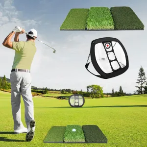 Foldable Golf Hitting Mat   Training Net, Portable Tri-Turf Mat & Golf Chipping Net Set for Swing Optimal Practice - Heavy Duty Folding Tri-Turf Golf Mat Indoor/Outdoor Pad