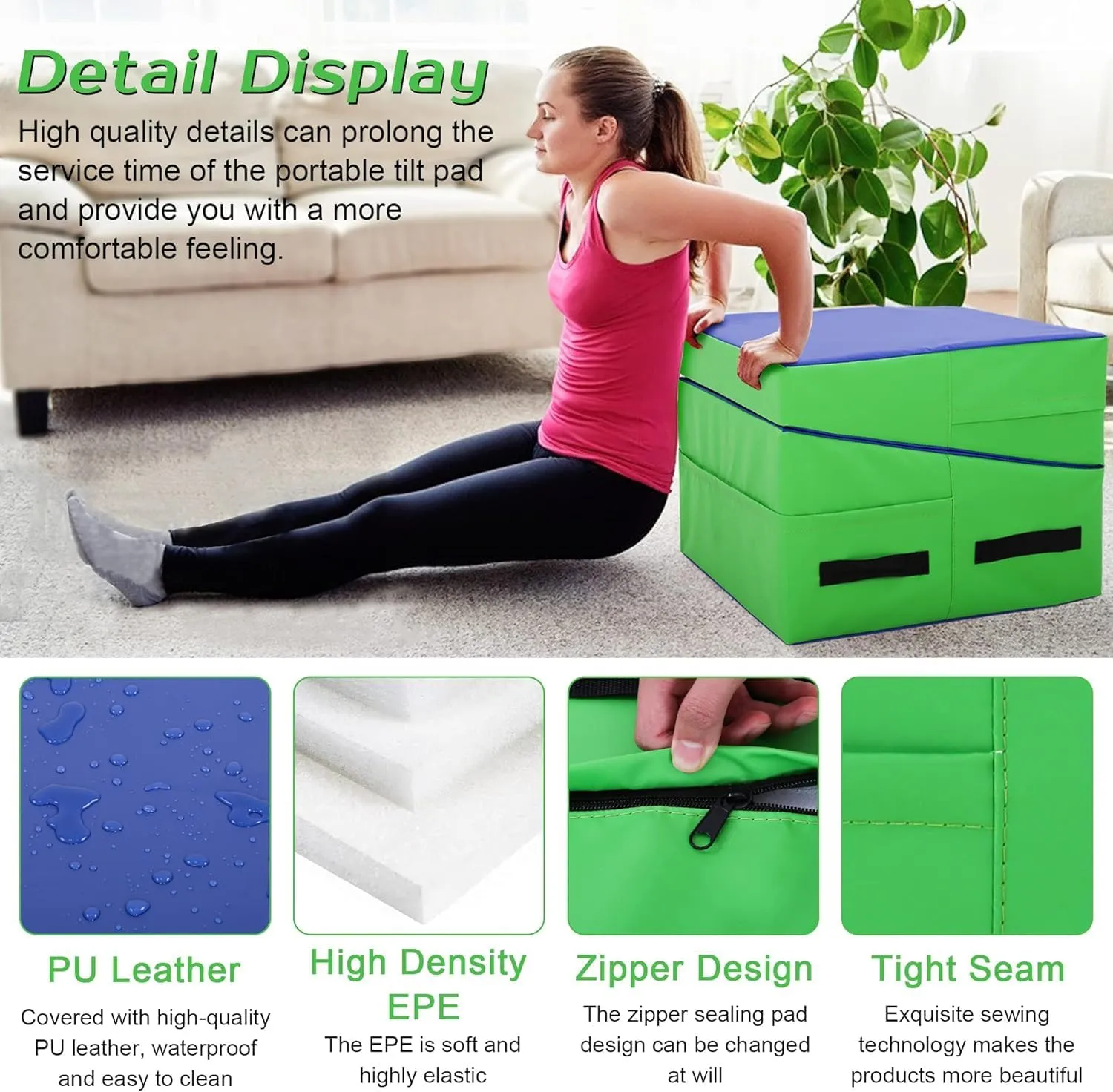 Folding Gymnastics Cheese Wedge Mat, 48"x24"x14", Tumbling Mat with Portable Handle for Kids & Girls Home Fitness Exercise