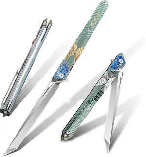 folding knife belt clip, M390 steel blade, outdoor camping knife, portable pocket knife titanium handle lightweight EDC men's pocket knife belt sheath