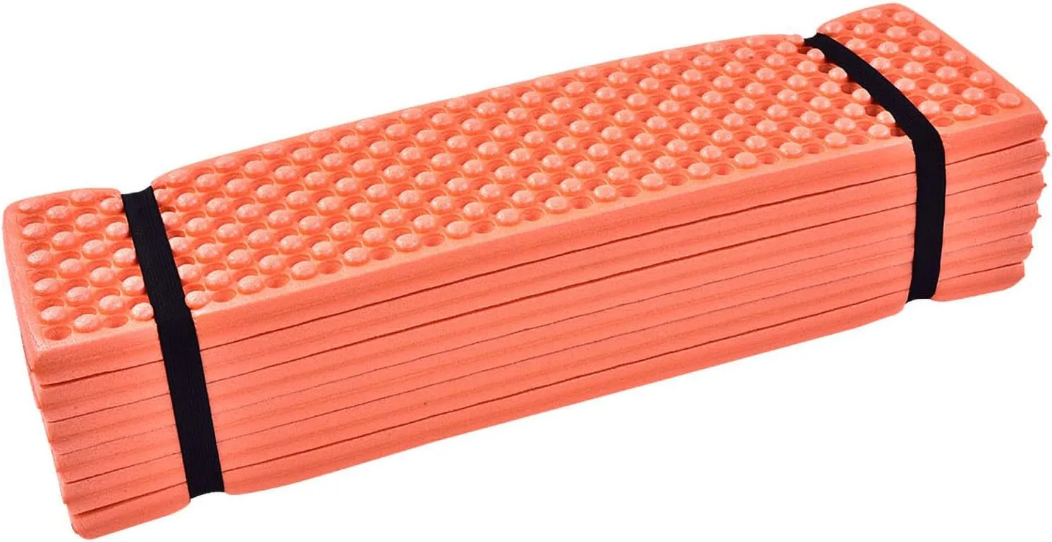 Folding Outdoor Hiking Mountaineering Camping Mat, Comfortable Outdoor Xpe Material Foam Camping Mat, Soft and Comfortable Egg Lattice Foam Sleeping Pad (Orange)