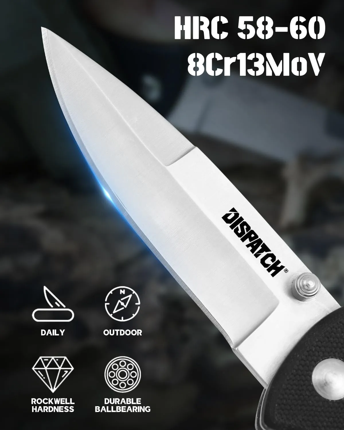 Folding Pocket Knife with Clip, 3" 8Cr13MoV Steel Drop Point Blade with G10 Handle, Liner Lock Pocket Knives for Men Women Outdoor Camping Hunting Hiking Survival Pocketknife