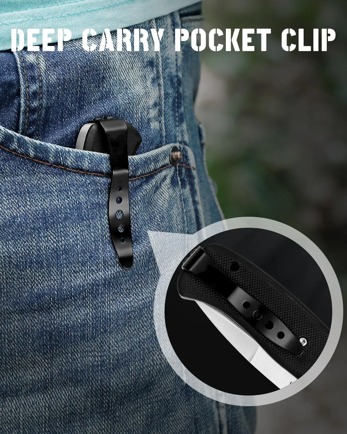 Folding Pocket Knife with Clip, 3" 8Cr13MoV Steel Drop Point Blade with G10 Handle, Liner Lock Pocket Knives for Men Women Outdoor Camping Hunting Hiking Survival Pocketknife