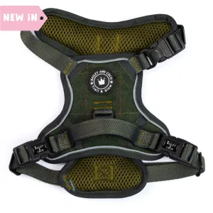 Forest Tweed Dog Harness – Stylish, Adjustable & Reflective