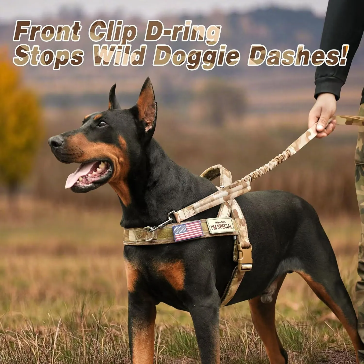 Forestpaw No Pull Dog Harness - Soft Flannel Padded Tactical Dog Vest Harness with Quick Release Buckle, Adjustable Reflective Pet Harness for Small Medium Dogs Walking Training,Brown Camouflage S