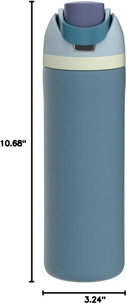 FreeSip Insulated Stainless Steel Water Bottle with Straw for Sports and Travel, BPA-Free, 24-oz, Blue/Teal (Denim)