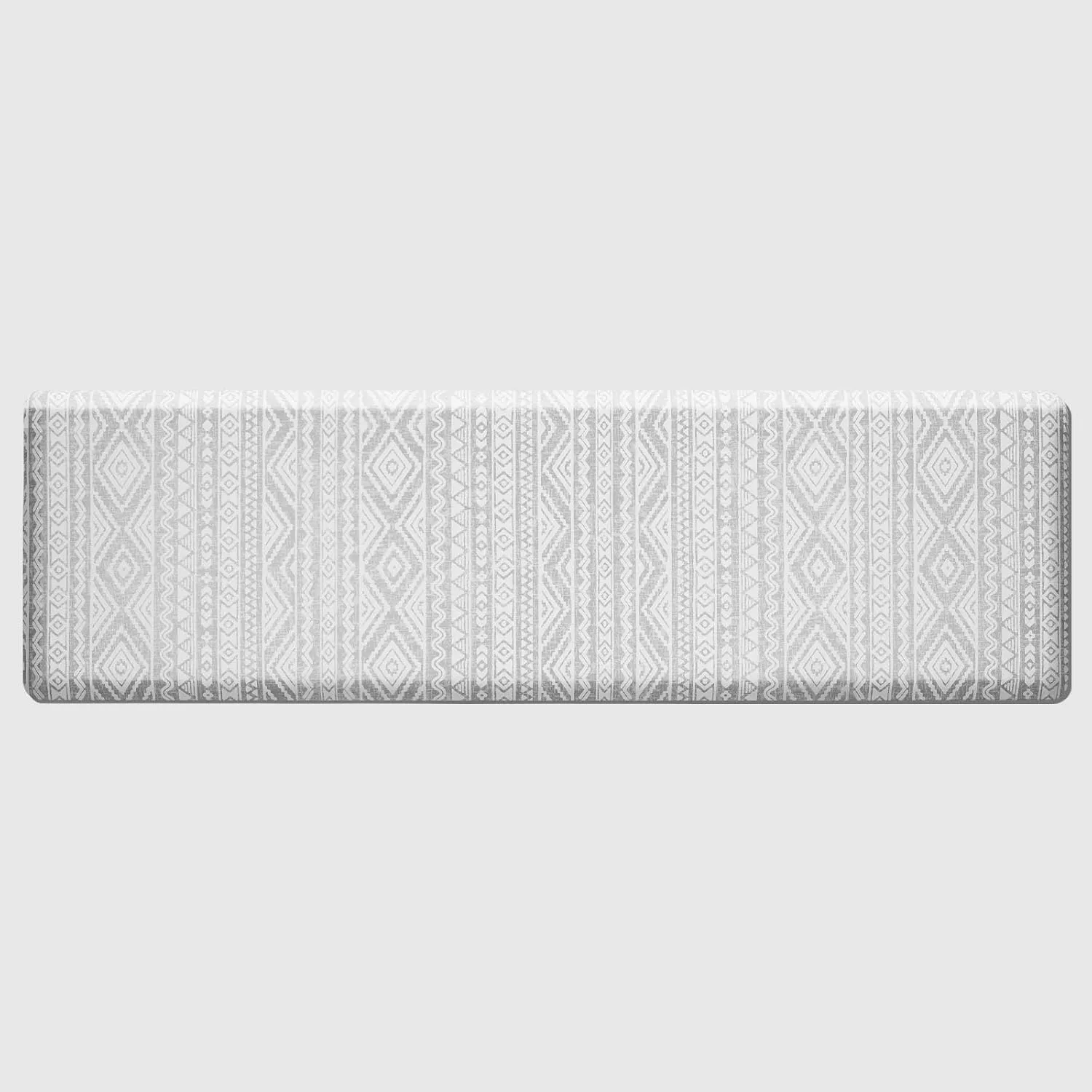 FRESHMINT Boho Kitchen Mat 0.47" Thick Anti-Fatigue Cushioned Kitchen Mats 17.3"x60" for Floor, Long Waterproof Non Slip Comfort Standing Mat Kitchen Rug for Kitchen Decor Sink Office, Light Gray