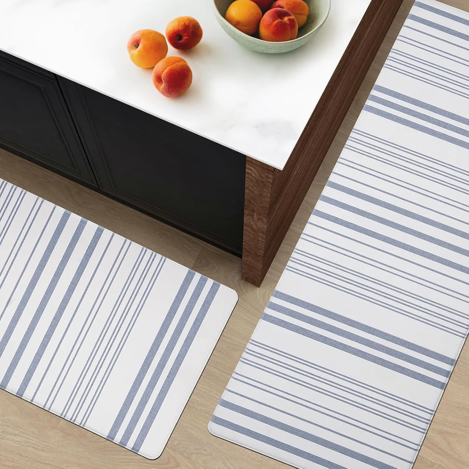 FRESHMINT Farmhouse Stripe Anti-Fatigue Kitchen Mat Set of 2, Cushioned Foam Kitchen Mats for Floor, Waterproof Non Slip Comfort Mat, Modern Kitchen Rug for Kitchen Decor, Sink, Laundry, Office