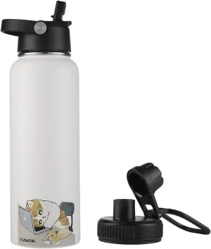 Funkrin Insulated Water Bottle with Straw Lid & Spout Lid, 40oz Personalized Vacuum Stainless Steel Travel Mug, Leak Proof Double Walled Thermos for Hot & Cold Beverages