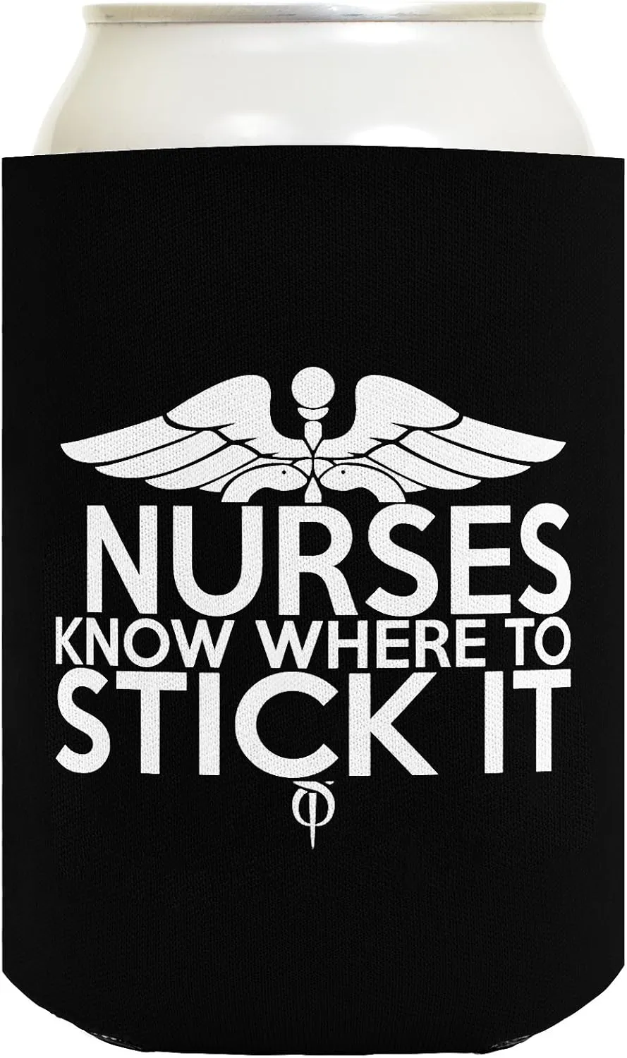 Funny Nurse Gifts Nurse Keychain and Coolies 2-pack Can Coolies and Bottle Opener Keychain Bundle