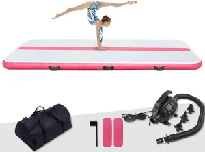 FunWater Inflatable Gymnastics Mat 10ft/13ft Air Track Tumbling Mat 4in Thick Gymnastic Mats for Kids with Electric Pump for Home Use/Training/Cheerleading/Gym/Yoga