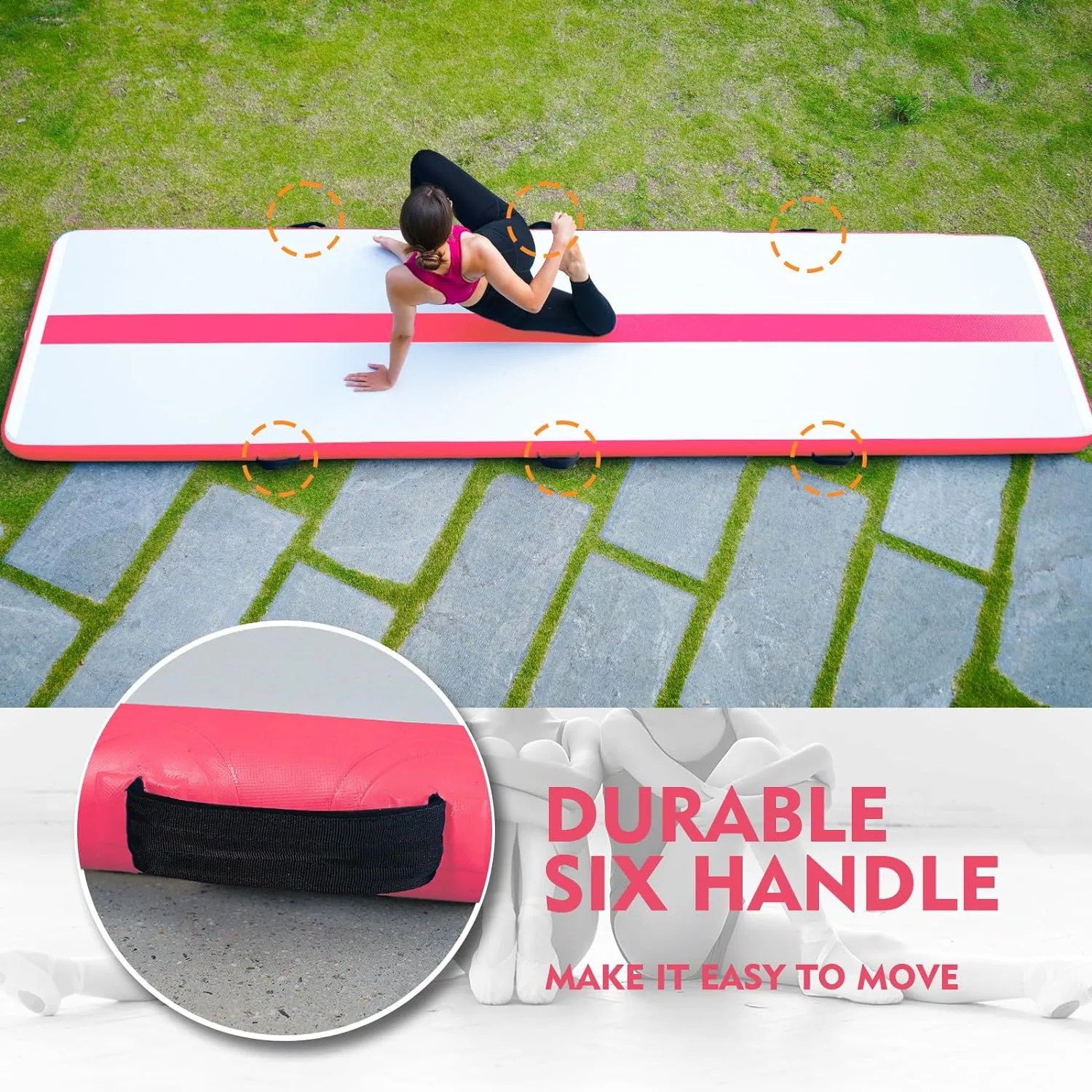 FunWater Inflatable Gymnastics Mat 10ft/13ft Air Track Tumbling Mat 4in Thick Gymnastic Mats for Kids with Electric Pump for Home Use/Training/Cheerleading/Gym/Yoga