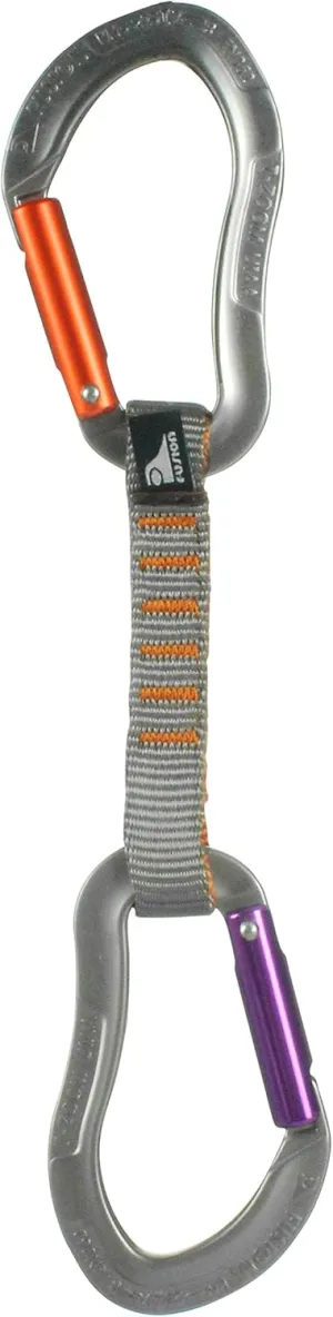 Fusion Climb 11cm Quickdraw with Techno Zoom Bent Gate Carabineer, Purple/Orange