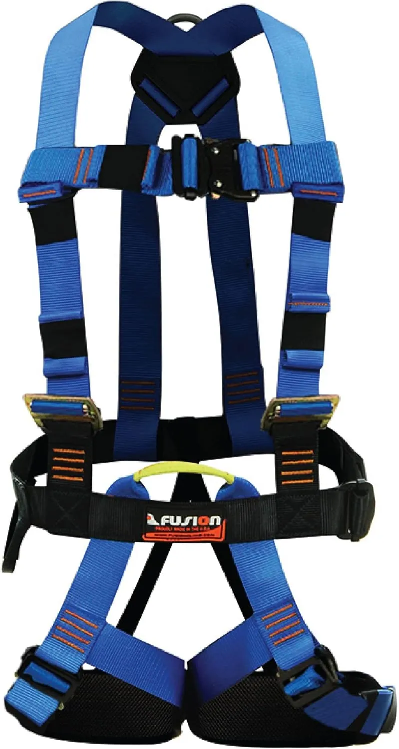 Fusion Climb Streak Racer Full Body Padded Zipline H Style Harness Blue Size M-L