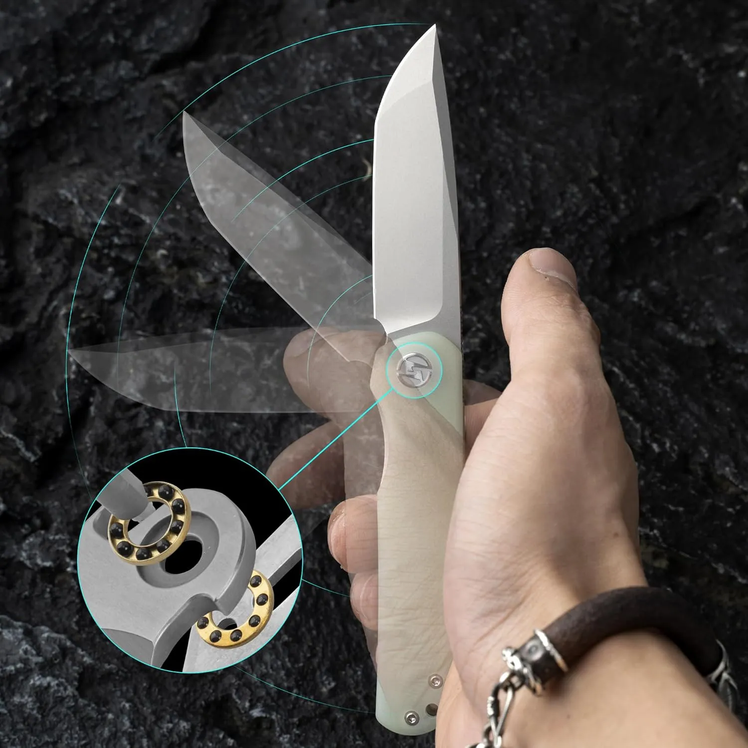 G047 Front Flipper Folding Knife 3.0" Sandvik 14C28N Blade White G10 Handle Camping Pocket Knife With Deep Carry Clip Outdoor EDC(Red W)