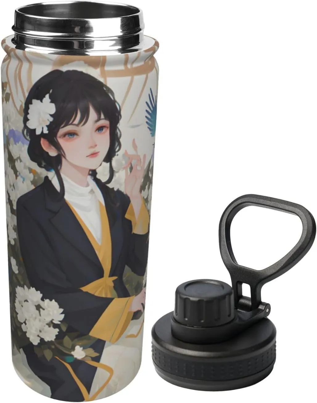 Gardenia Flowers Birds 18oz Sports Insulated Bottle For Outdoor Activities,Your Ideal Companion Staying Hydrated