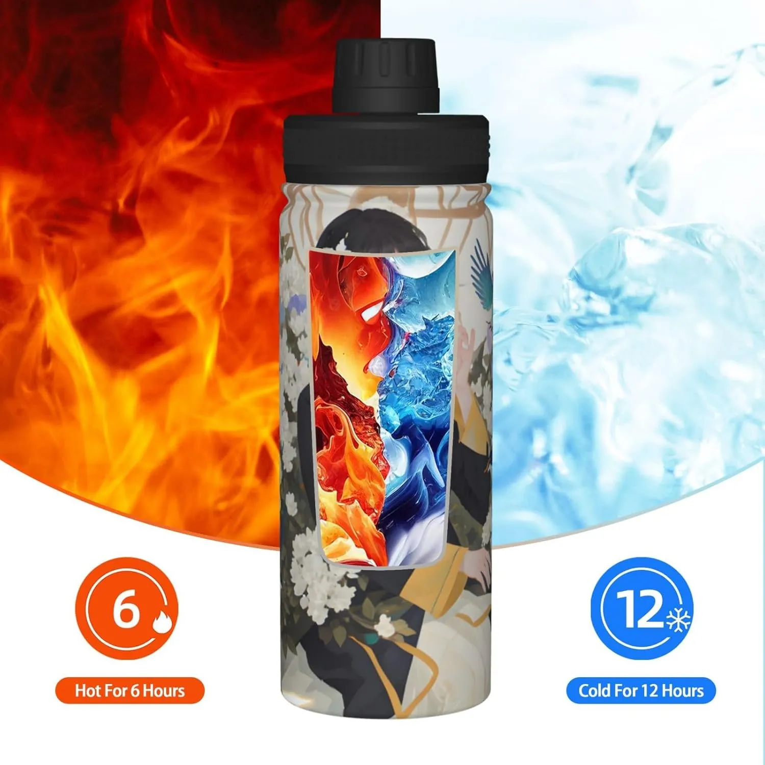 Gardenia Flowers Birds 18oz Sports Insulated Bottle For Outdoor Activities,Your Ideal Companion Staying Hydrated