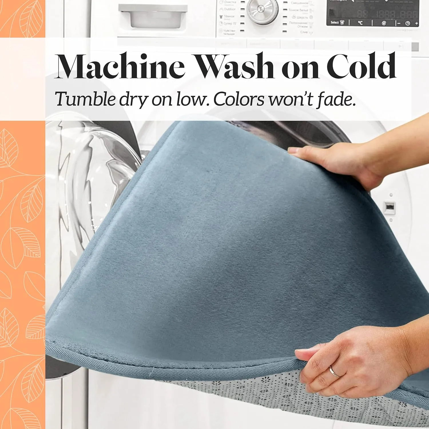 Genteele Memory Foam Bath Mat Non Slip Absorbent Super Cozy Velvet Bathroom Rug Carpet (22 inches X 36 inches, Smoke Blue)