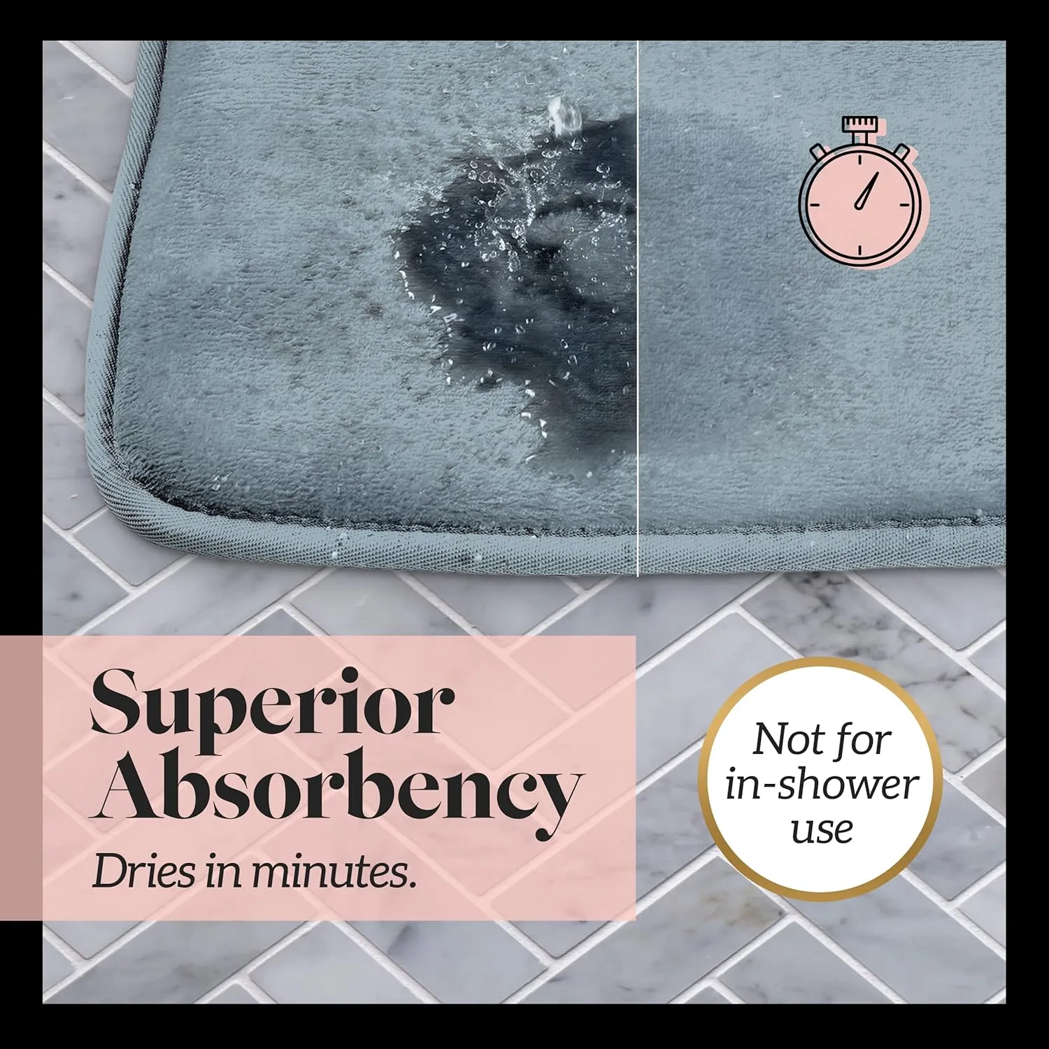 Genteele Memory Foam Bath Mat Non Slip Absorbent Super Cozy Velvet Bathroom Rug Carpet (22 inches X 36 inches, Smoke Blue)
