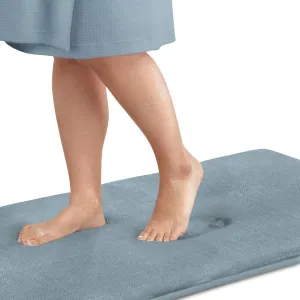 Genteele Memory Foam Bath Mat Non Slip Absorbent Super Cozy Velvet Bathroom Rug Carpet (22 inches X 36 inches, Smoke Blue)