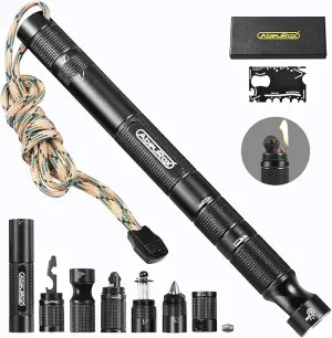Gift for Men, Women, AbeuRox All In One Gadgets Multitool Tactical Survival Gear with Lighter(No Fuel Include), Fishing Tool, Glass Breaker, Whistle, Blade, Great EDC Kit, Camping Tool