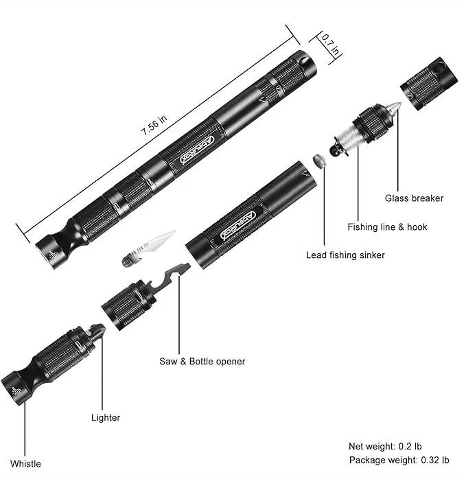 Gift for Men, Women, AbeuRox All In One Gadgets Multitool Tactical Survival Gear with Lighter(No Fuel Include), Fishing Tool, Glass Breaker, Whistle, Blade, Great EDC Kit, Camping Tool