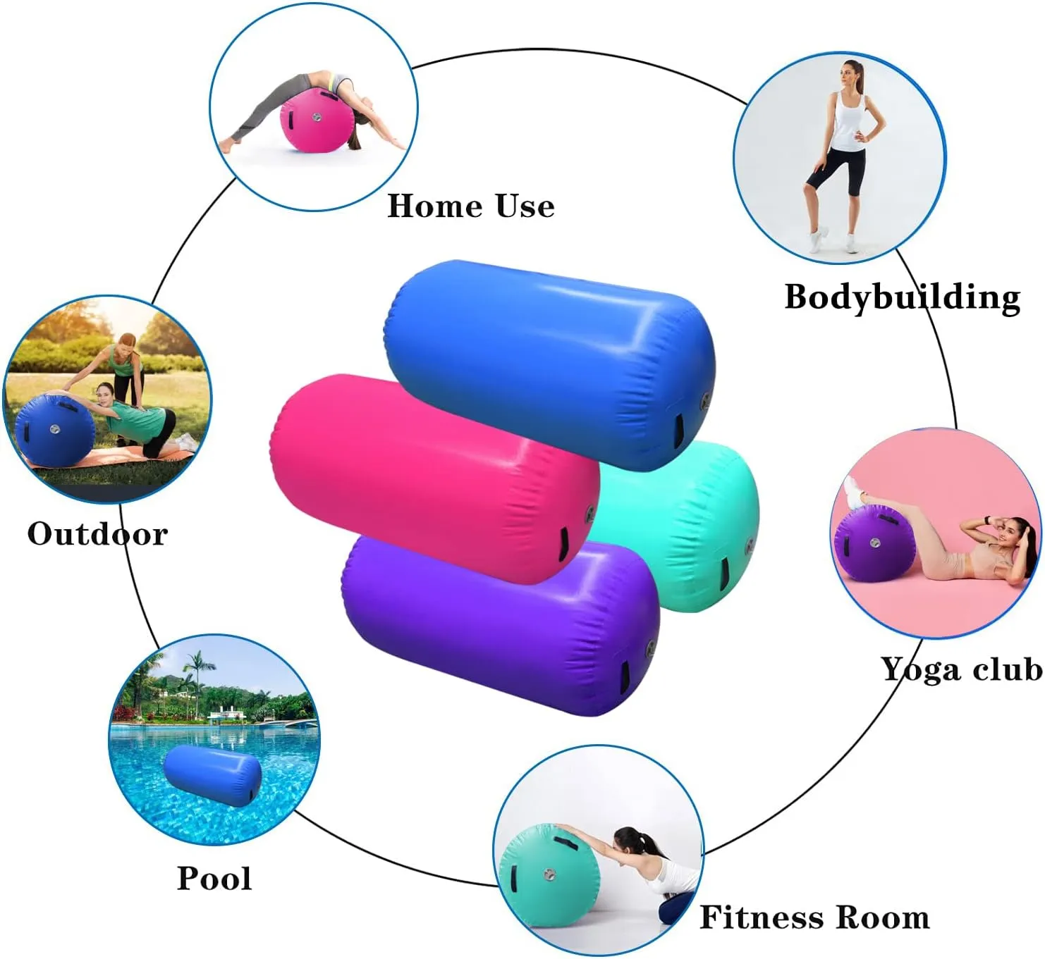 GLANT Air Mat Tumble Track AirSpot - Gymnastics Training Springboard - Round Inflatable Springboard
