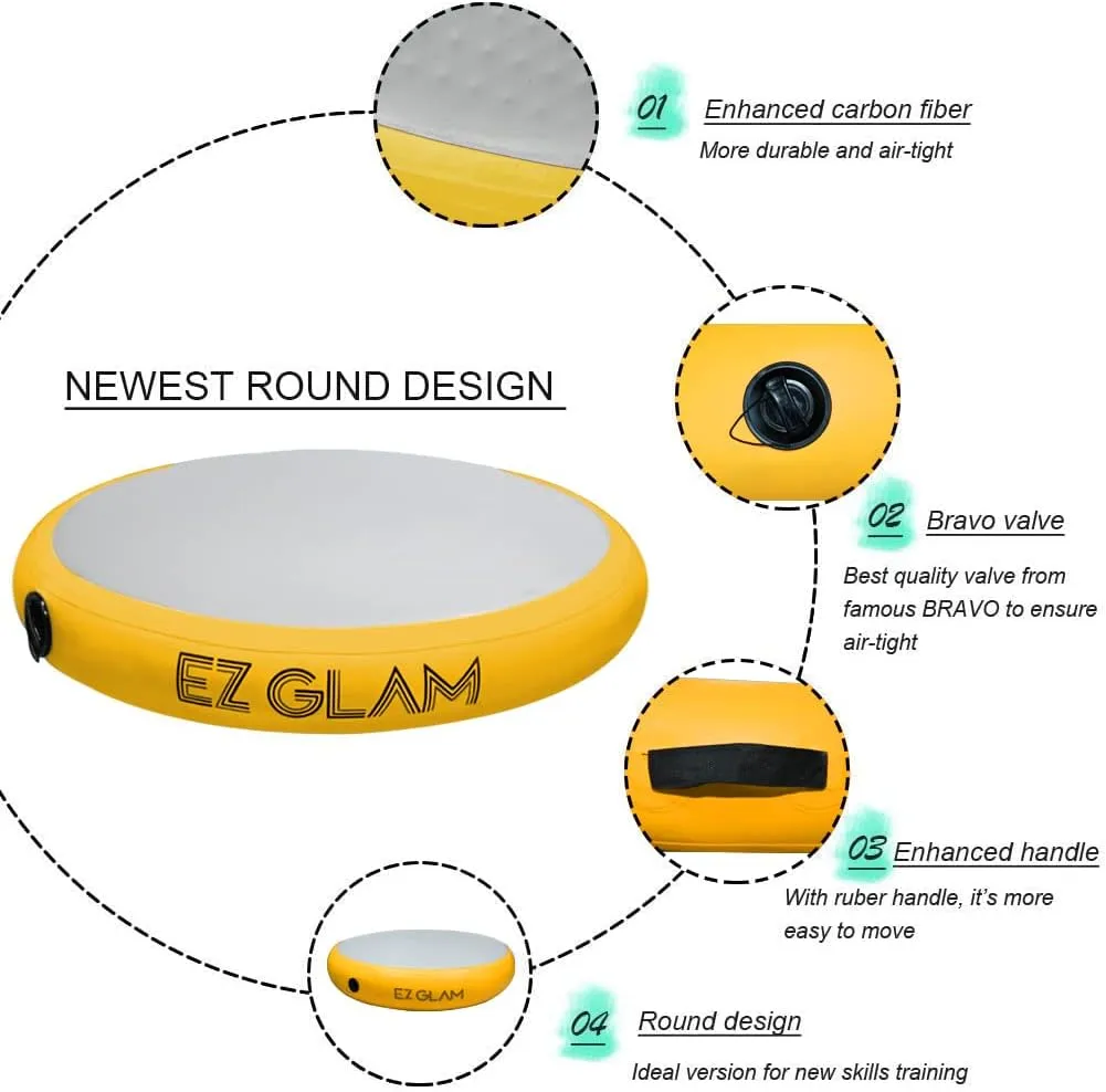 GLANT Air Mat Tumble Track AirSpot - Gymnastics Training Springboard - Round Inflatable Springboard