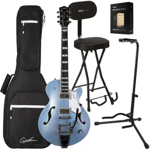 Godin 051595 Montreal Premiere Semi-Hollow, Imperial Blue, Gator GFW-GTR-Seat, Stand, Humidipak Bundle