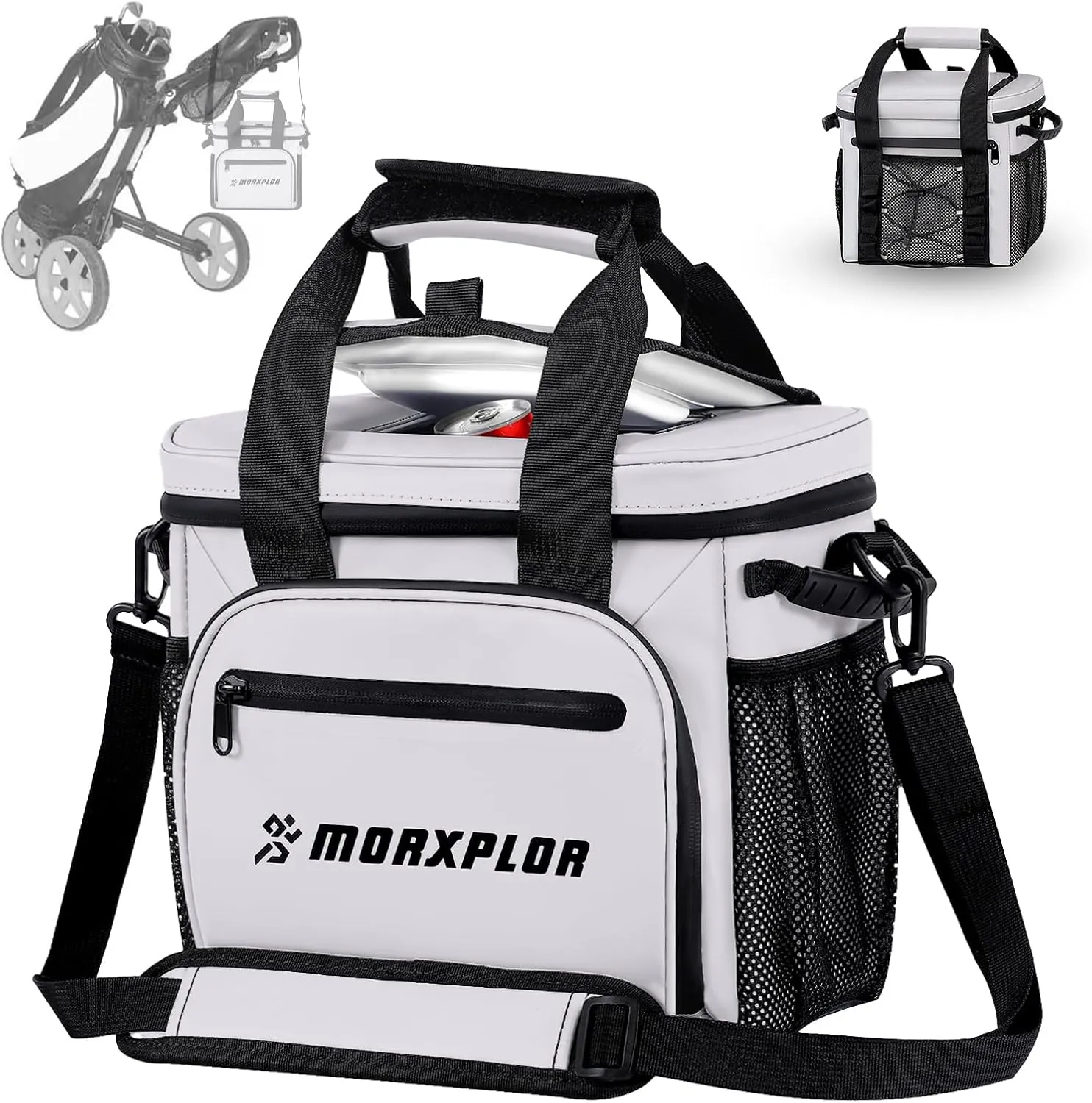 Golf Cart Cooler with Top Magnetic Lid,12-Can Insulated Soft Cooler Bag,Golf Push Cart Accessories,Club Bag Accessories