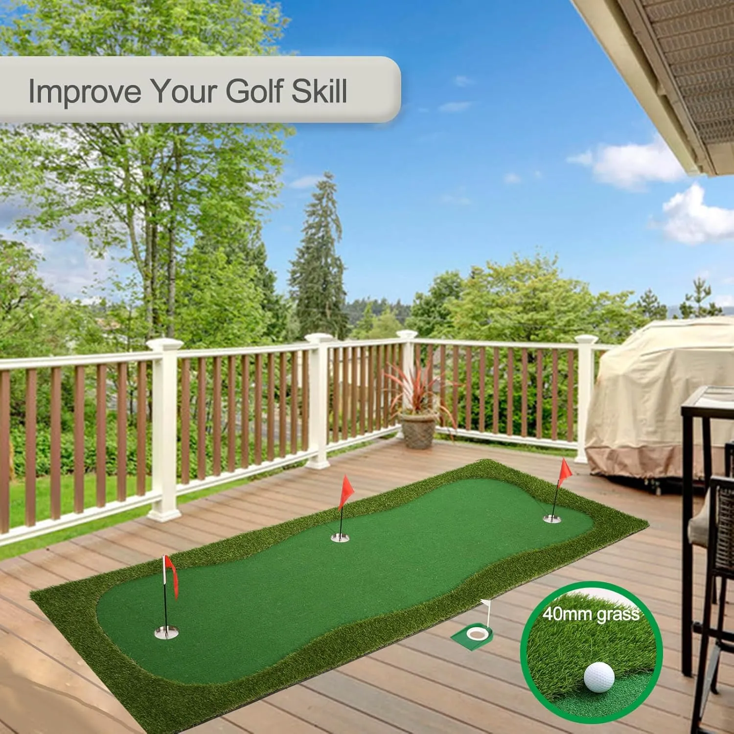 Golf Putting Green, Practice Putting Green Mat, Large Professional Golfing Training Mat for Indoor Outdoor…