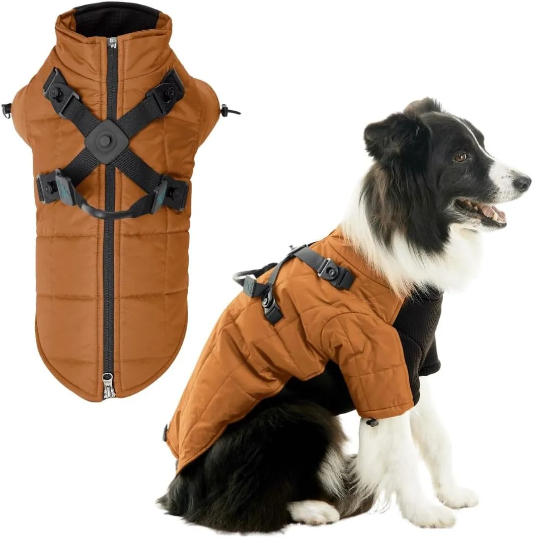Gooby Alpine Explorer - Adobe, Small - Waterproof Jacket with Cross Lock Converter for Small Dog and Medium Dog