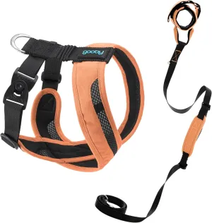 Gooby Comfort X One Harness and Wristband Surfer Leash with Traffic Handle Set-Atlanta Peach, Large, 6 FT-Escape Free and Choke Free Shock Absorbing Harness and Handsfree Leash with Dual Handle