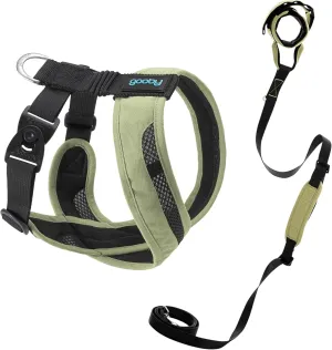 Gooby Comfort X One Harness and Wristband Surfer Leash with Traffic Handle Set-Portland Green, X-Small, 6 FT-Escape Free and Choke Free Shock Absorbing Harness and Handsfree Leash with Dual Handle