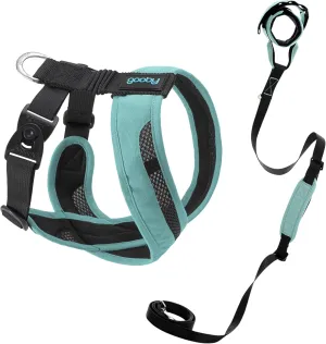 Gooby Comfort X One Harness and Wristband Surfer Leash with Traffic Handle Set-Seattle Blue, X-Large, 6 FT-Escape Free and Choke Free Shock Absorbing Harness and Handsfree Leash with Dual Handle
