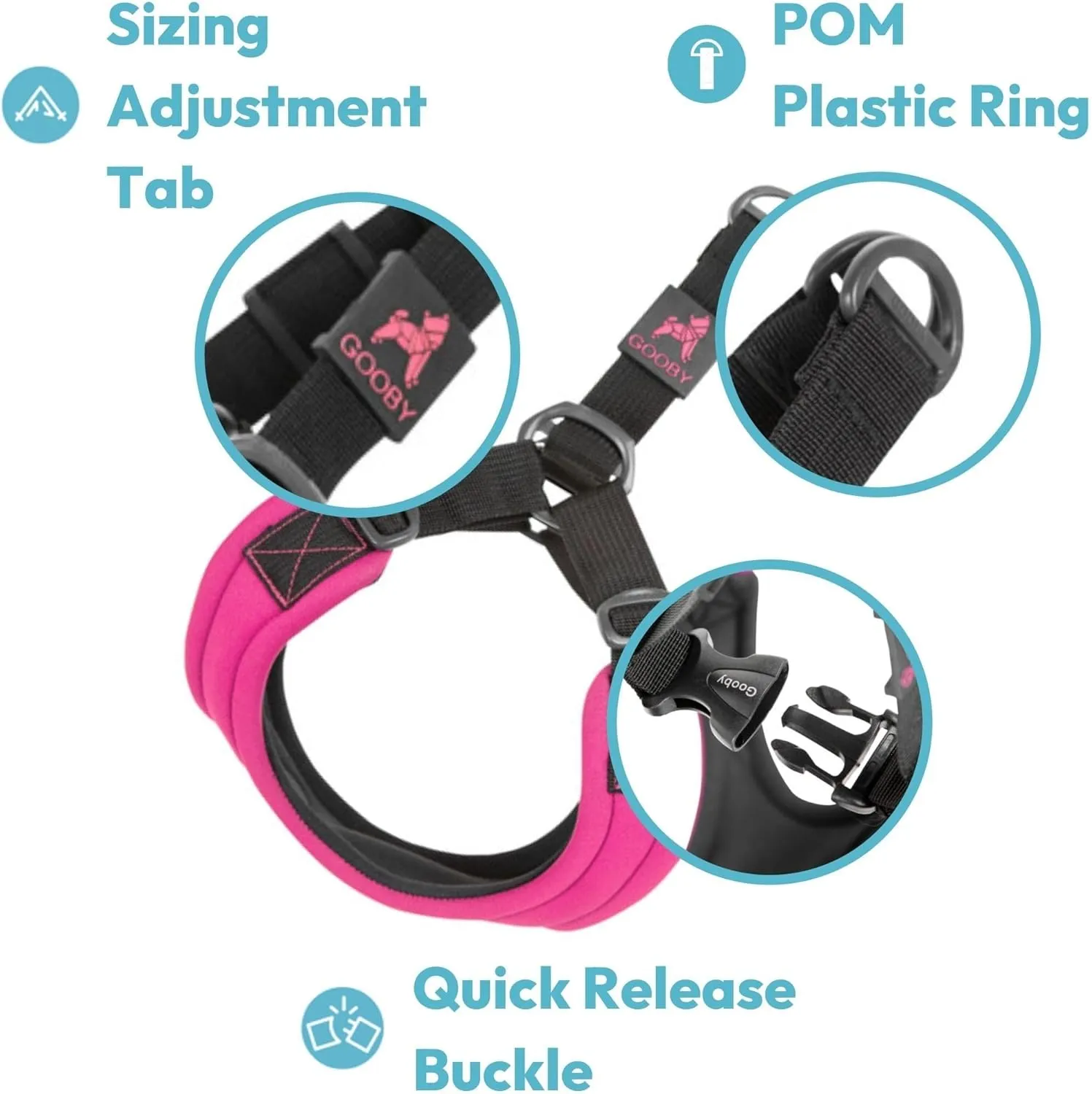 Gooby - Escape Free Sport Harness, Small Dog Step-In Neoprene Harness for Dogs that Like to Escape Their Harness, Pink, Small
