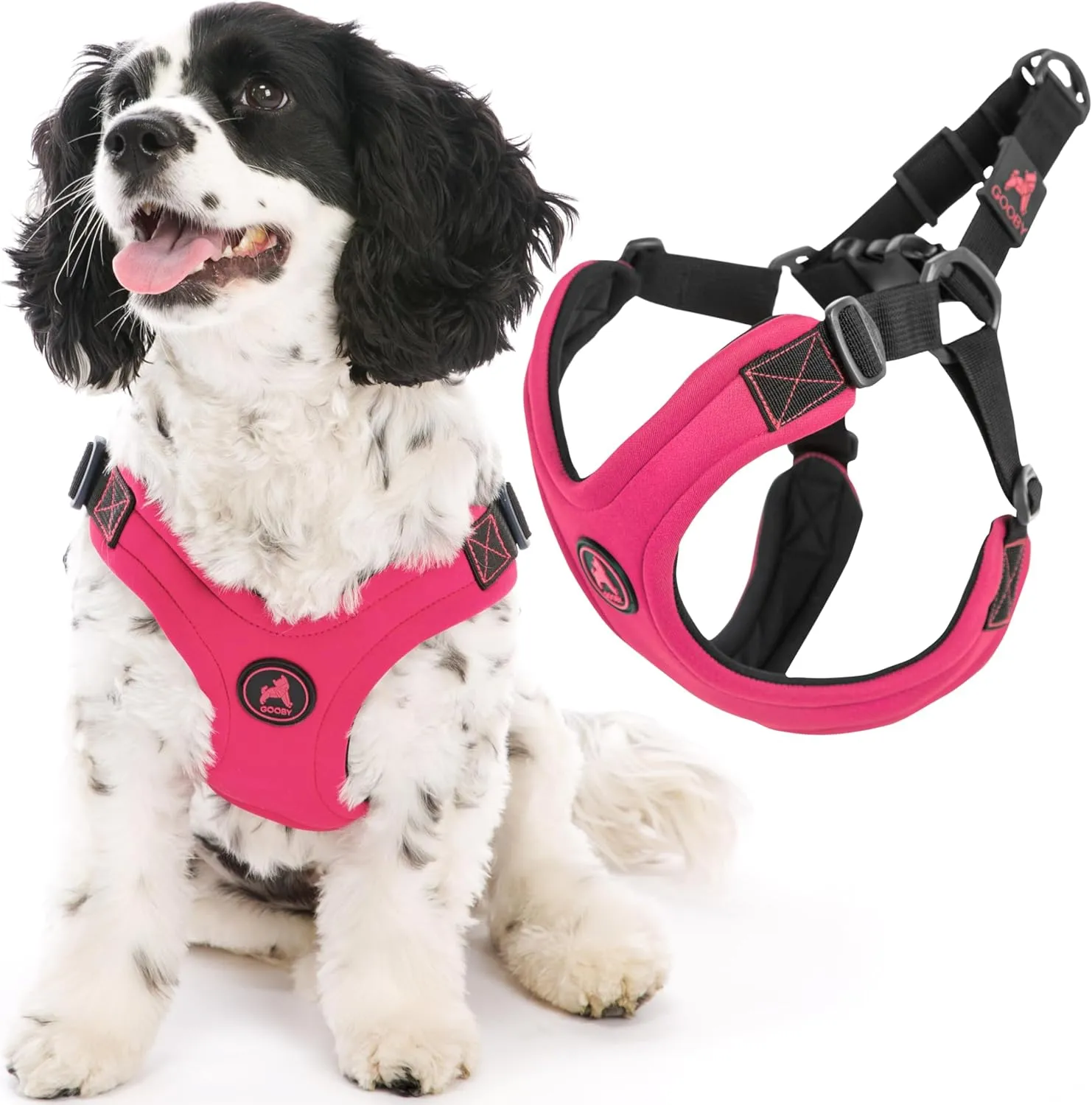 Gooby - Escape Free Sport Harness, Small Dog Step-In Neoprene Harness for Dogs that Like to Escape Their Harness, Pink, Small