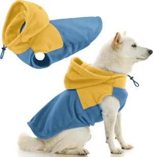 Gooby Fleece Vest Hoodie Two Tone - Blue, Large - Soft Fleece Vest Hoodie with Durable and Convenient Metal Leash Ring - Stylish Two Tone Dog Hoodie - Dog Clothes for Small Dog and Medium Dog