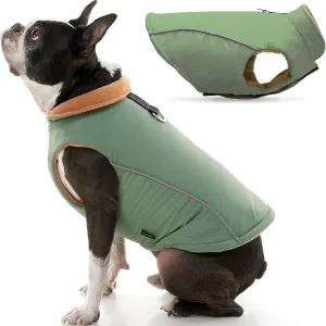 Gooby - Sports Vest, Fleece Lined Small Dog Cold Weather Jacket Coat Sweater with Reflective Lining, Green, Large