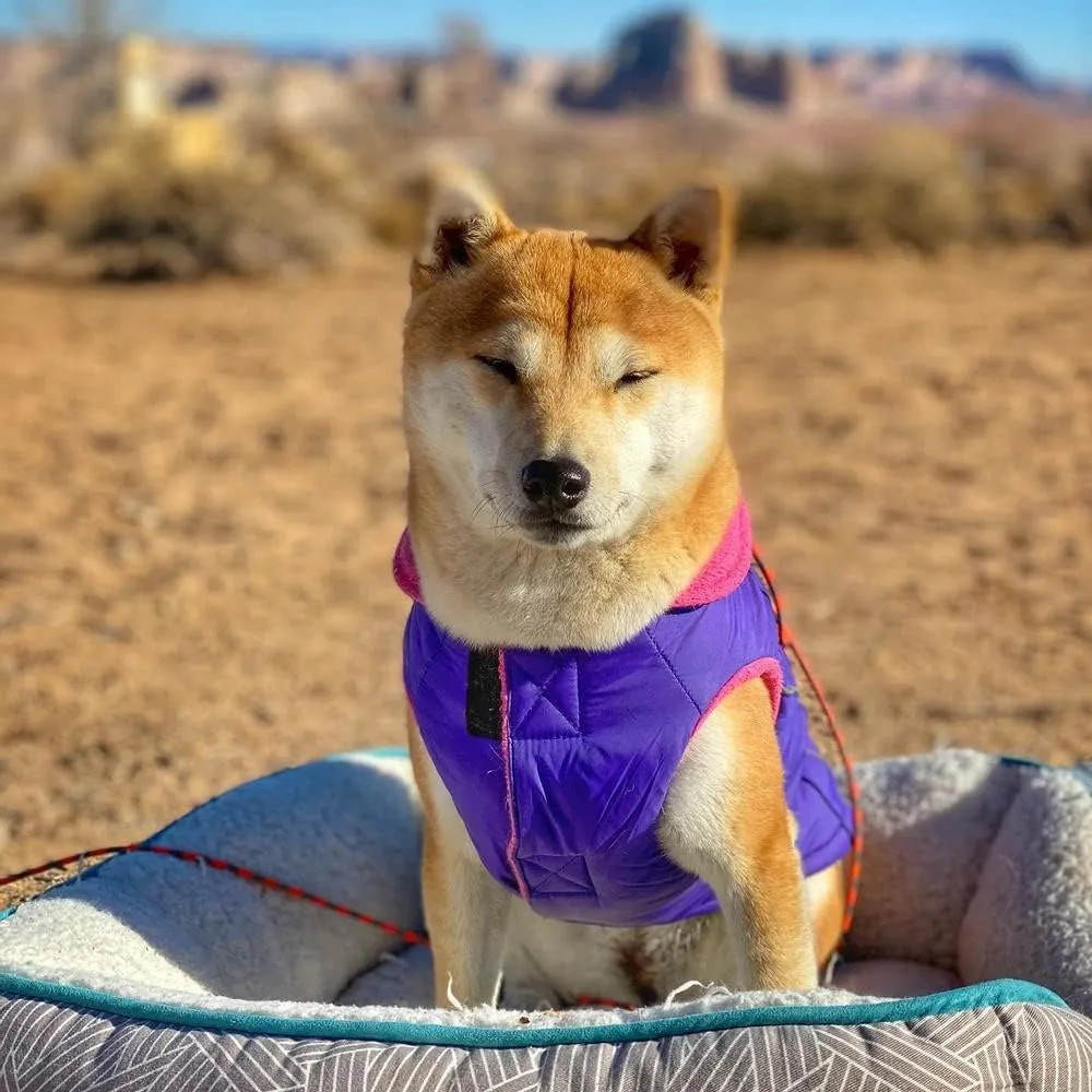Gooby - Sports Vest, Fleece Lined Small Dog Cold Weather Jacket Coat Sweater with Reflective Lining, Purple, Large