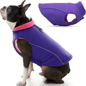 Gooby - Sports Vest, Fleece Lined Small Dog Cold Weather Jacket Coat Sweater with Reflective Lining, Purple, Large