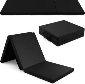 Goplus Folding Gymnastics Mat, 6’ x 2’ x 2’’ Thick Tri-Fold Exercise Tumbling Mat w/Carrying Handles, Hook & Loop Fastener, Gym mats for Home Fitness Yoga Aerobics Workouts Martial Arts