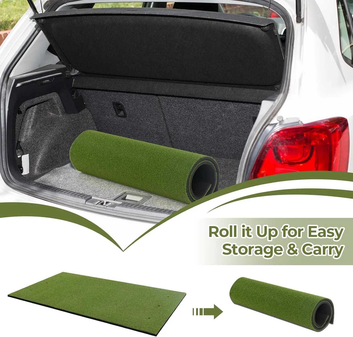Goplus Golf Mat, 5x3ft/5x4ft Golf Hitting Mat 20/25/27/32mm Thick w/2 Alignment Sticks & 2 Golf Tees, Portable Artificial Turf Grass Golf Training Mat Practice for Indoor Outdoor