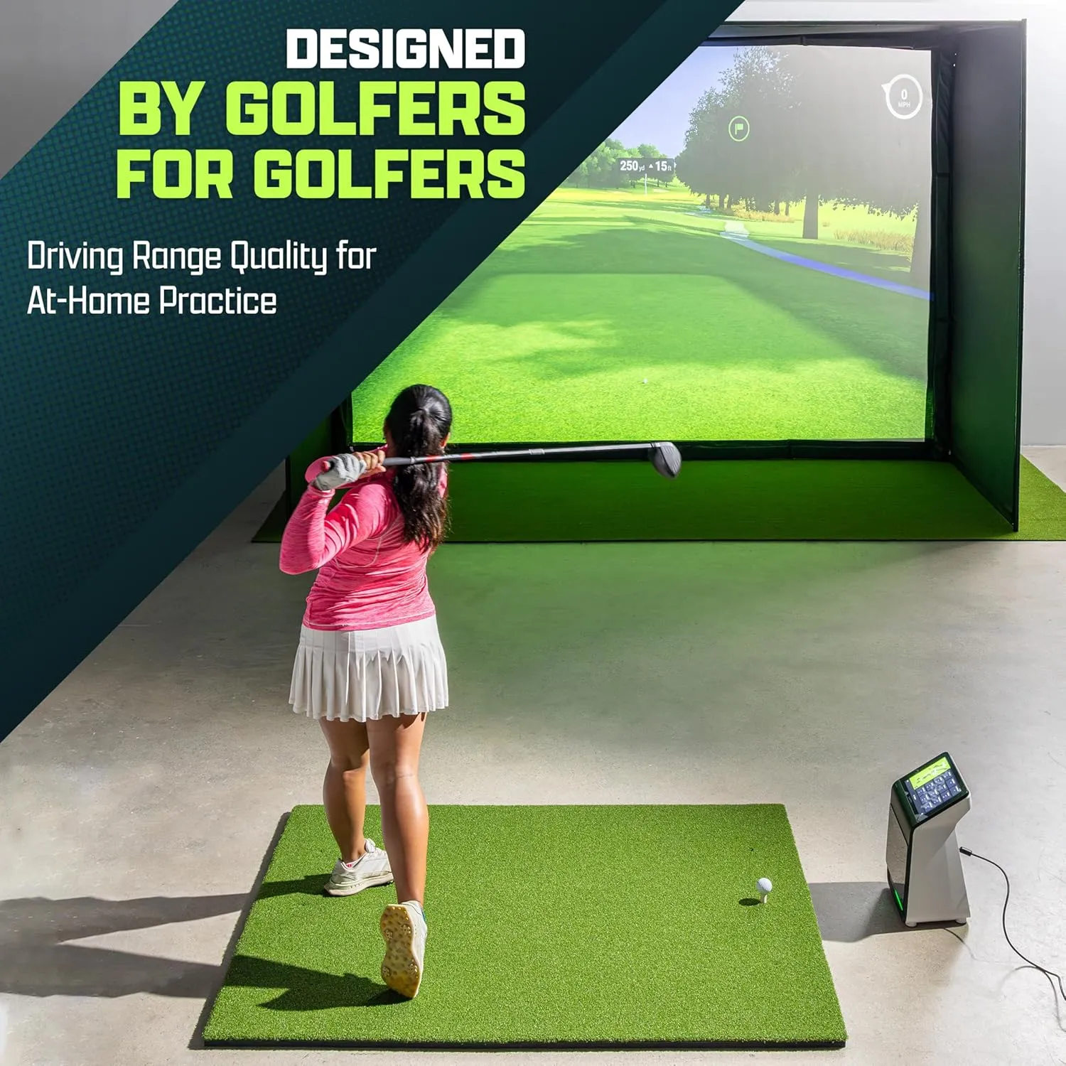 GoSports PRO Golf Hitting Mats for Indoor/Outdoor Practice – Choose Size – Turf Driving Range Mats for Golf Simulators and Practice