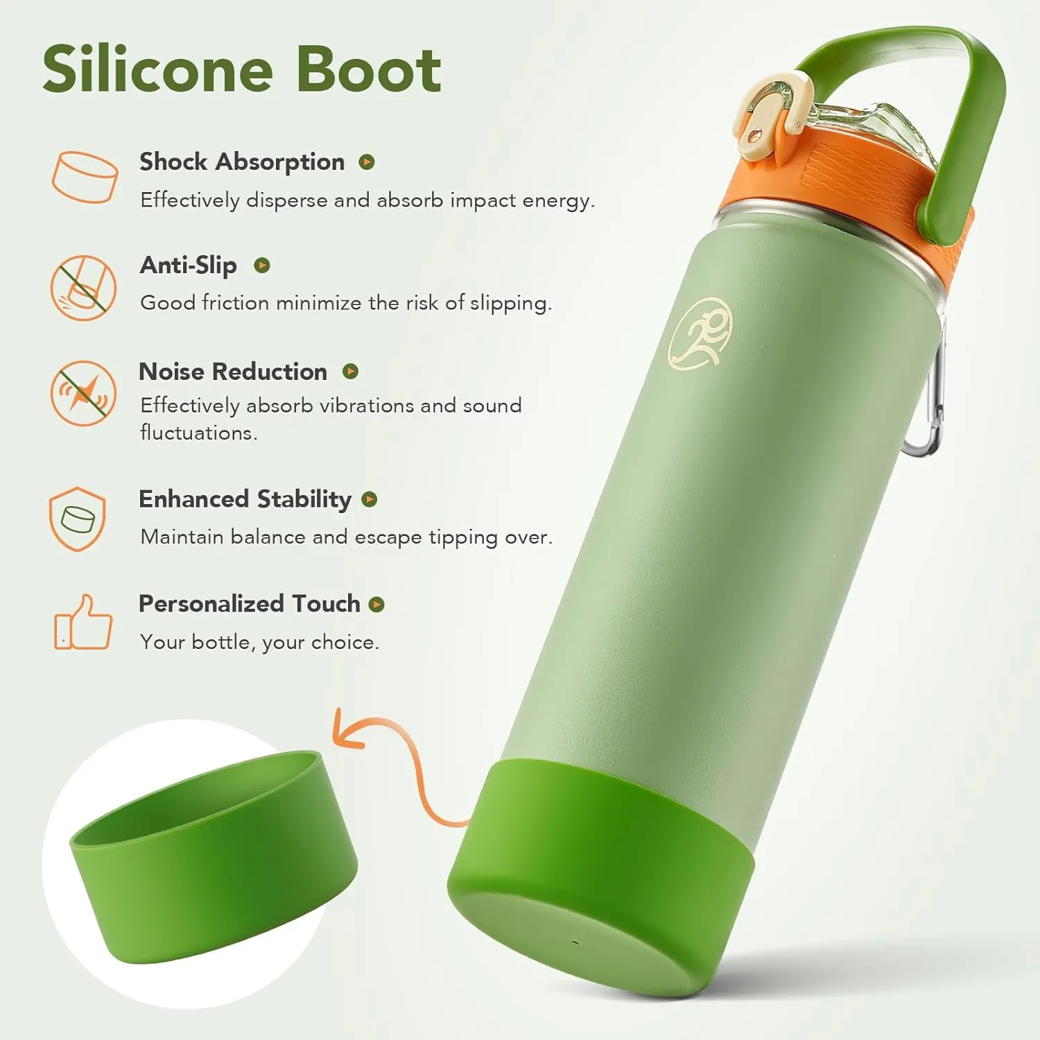 GOSWAG 24 oz Insulated Stainless Steel Water Bottle, Sports Water Bottle with Straw/No Straw Options, 2 Lids, Handle, Silicone Boot for School and Travel, Thermos with Double-Wall Vacuum Insulation