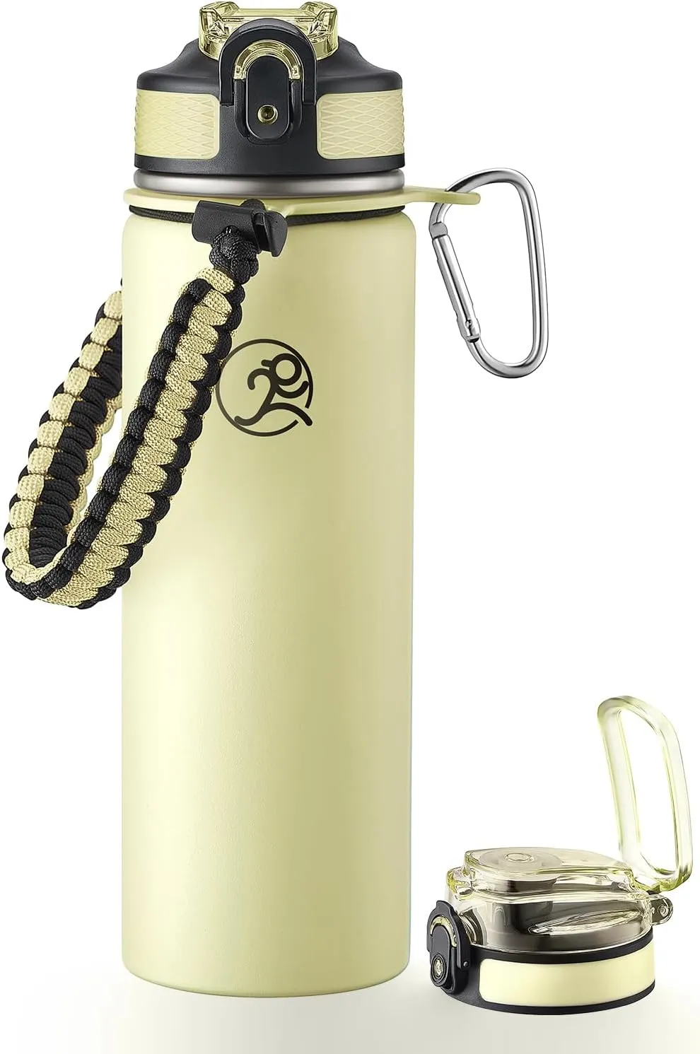 GOSWAG 24oz Insulated Sports Water Bottle, Stainless Steel, Leak-proof, Wide Mouth, Matte Creamy Yellow