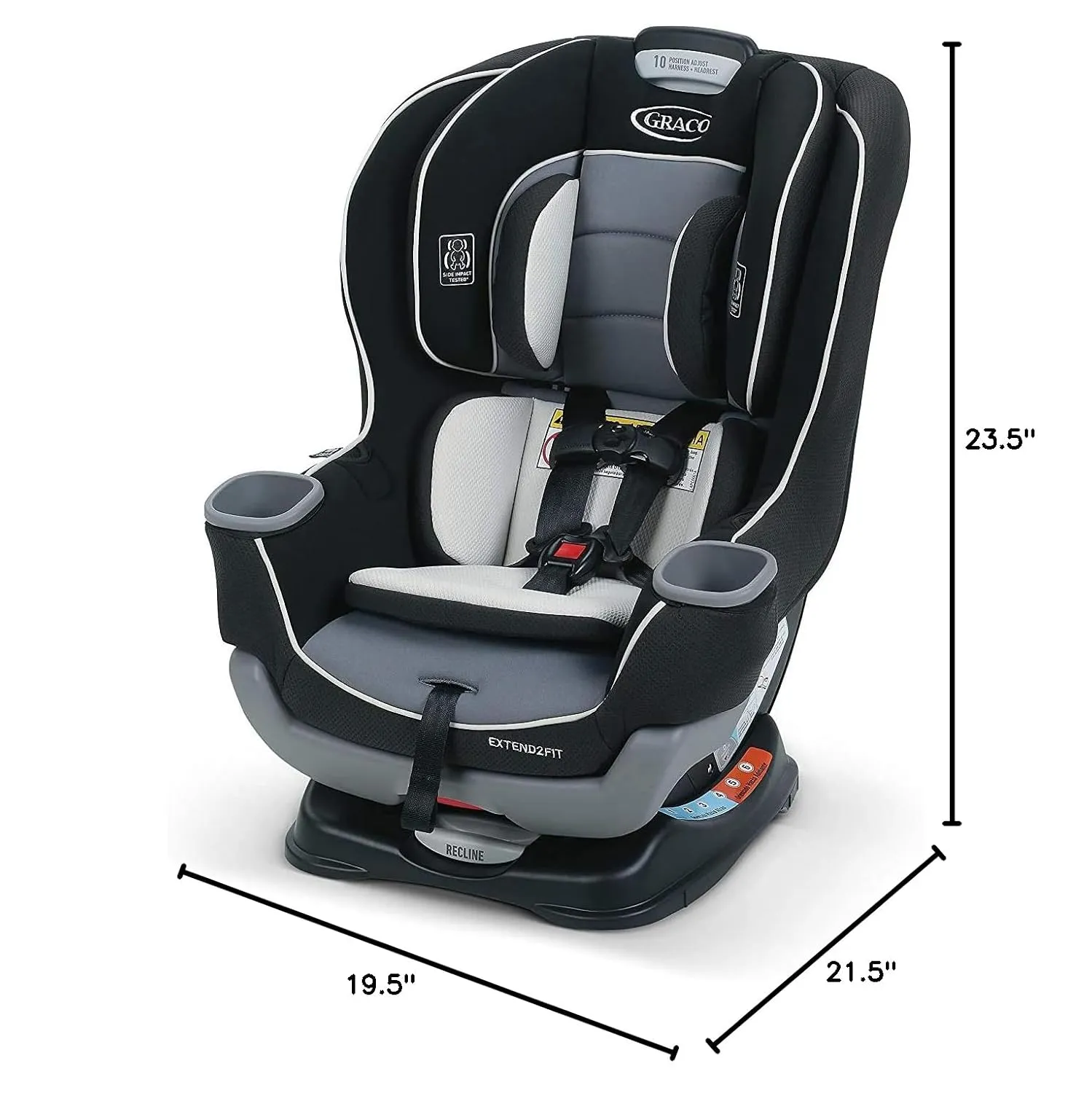 Graco Extend2Fit Convertible Baby Car Seat, Rear and Forward Facing, Adjustable Extension Panel for Extra Legroom, Gotham